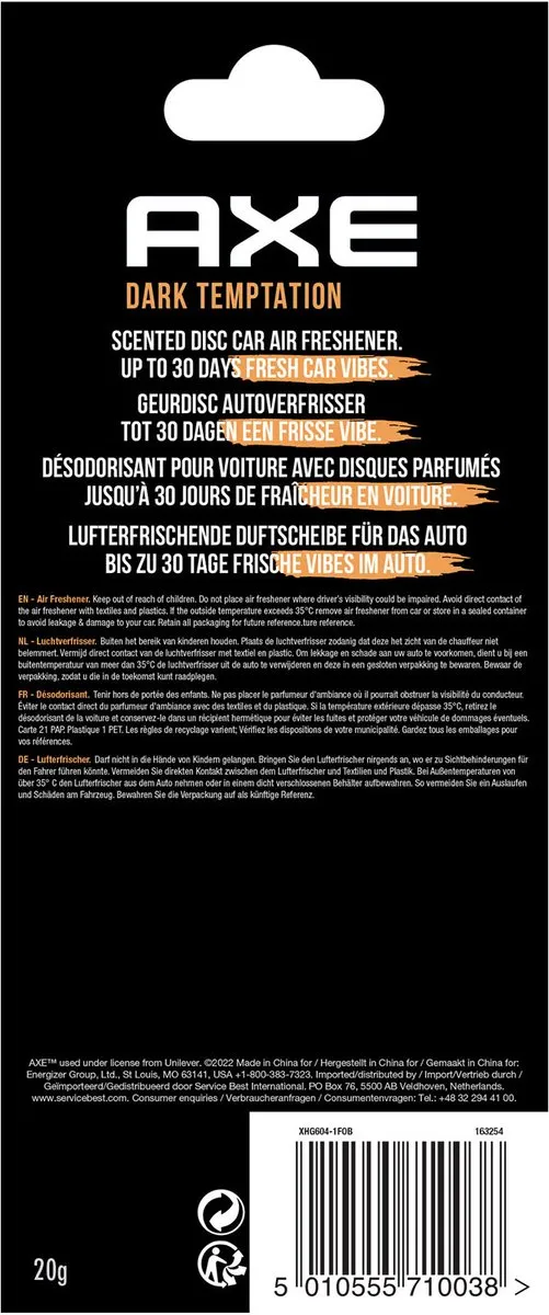 Axe 3D Luchtverfrisser Dark Temptation - Auto - 0,026ml
