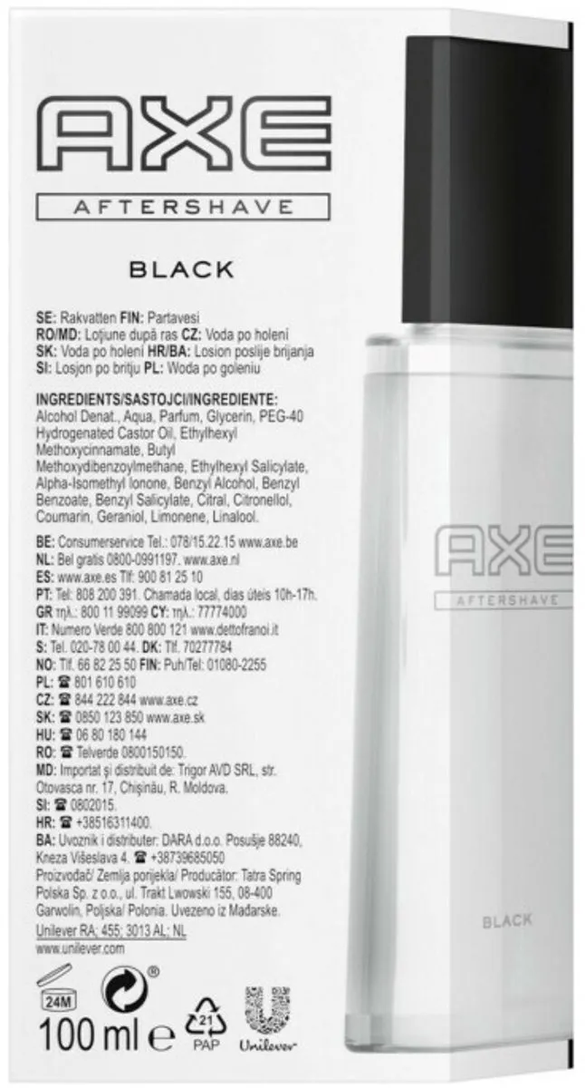 Axe Men Black Aftershave - 4x100ml