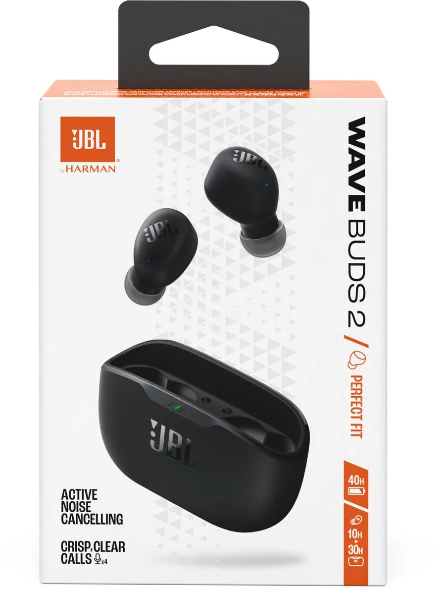 JBL Wave Buds 2 JBLWBUDS2BLK Oordopjes - 40 uur - IP54 - Zwart