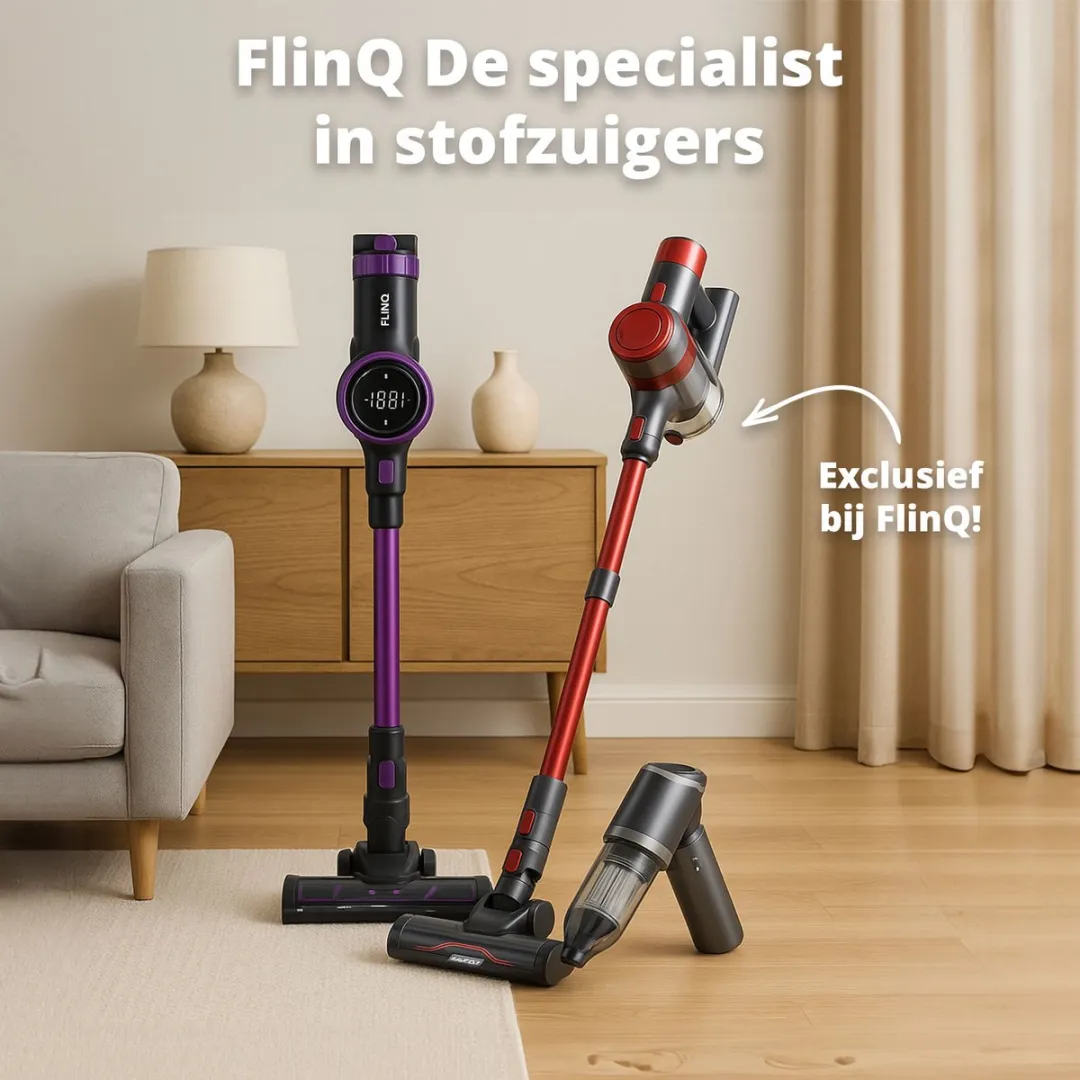 FlinQ Vacuum Cleaner V8 - Steelstofzuigers met Dweilfunctie - Steelstofzuiger Draadloos - Stofzuiger zonder Zak - Met Duurzame Accu - Snoerloos en geschikt als Kruimeldief