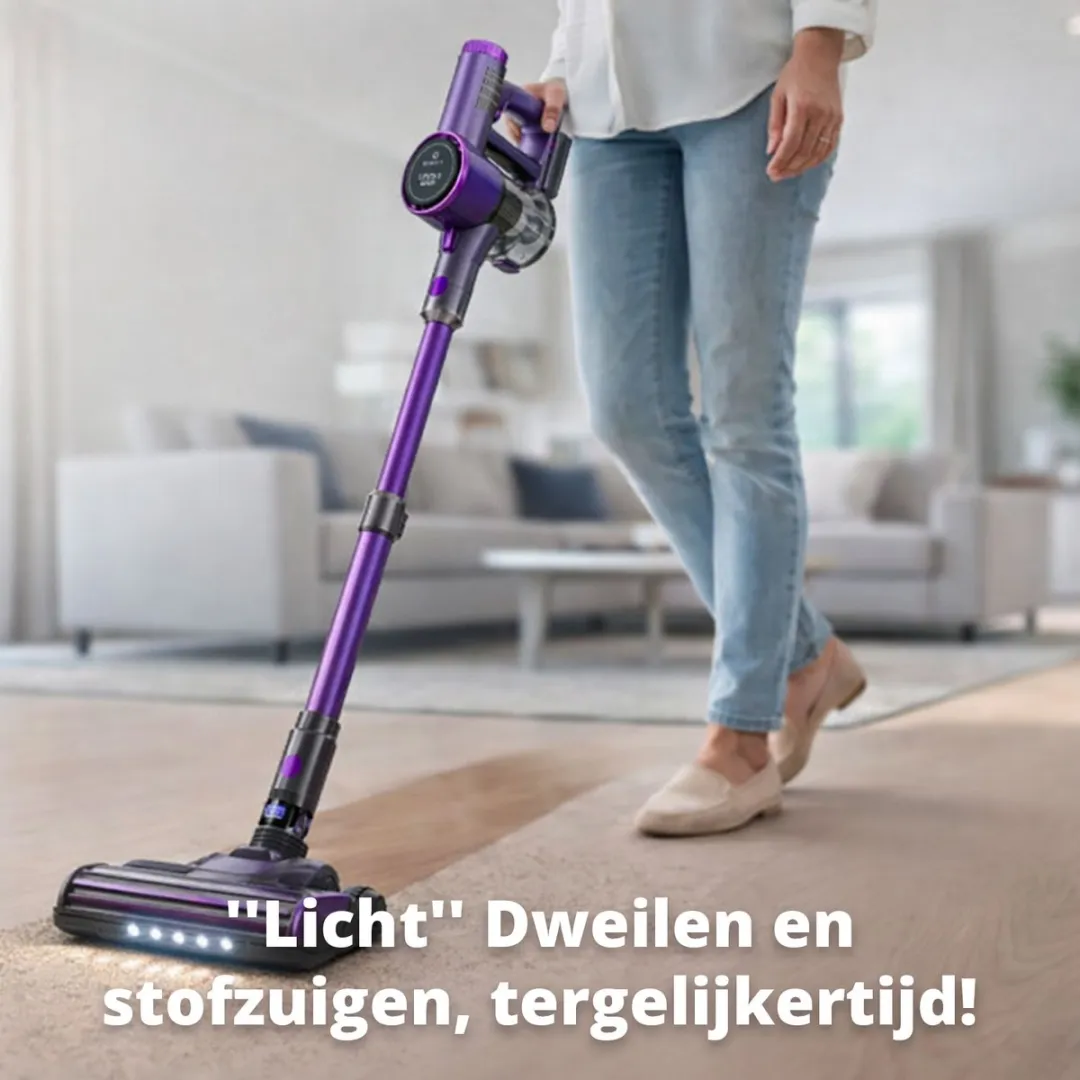 FlinQ Vacuum Cleaner V8 - Steelstofzuigers met Dweilfunctie - Steelstofzuiger Draadloos - Stofzuiger zonder Zak - Met Duurzame Accu - Snoerloos en geschikt als Kruimeldief