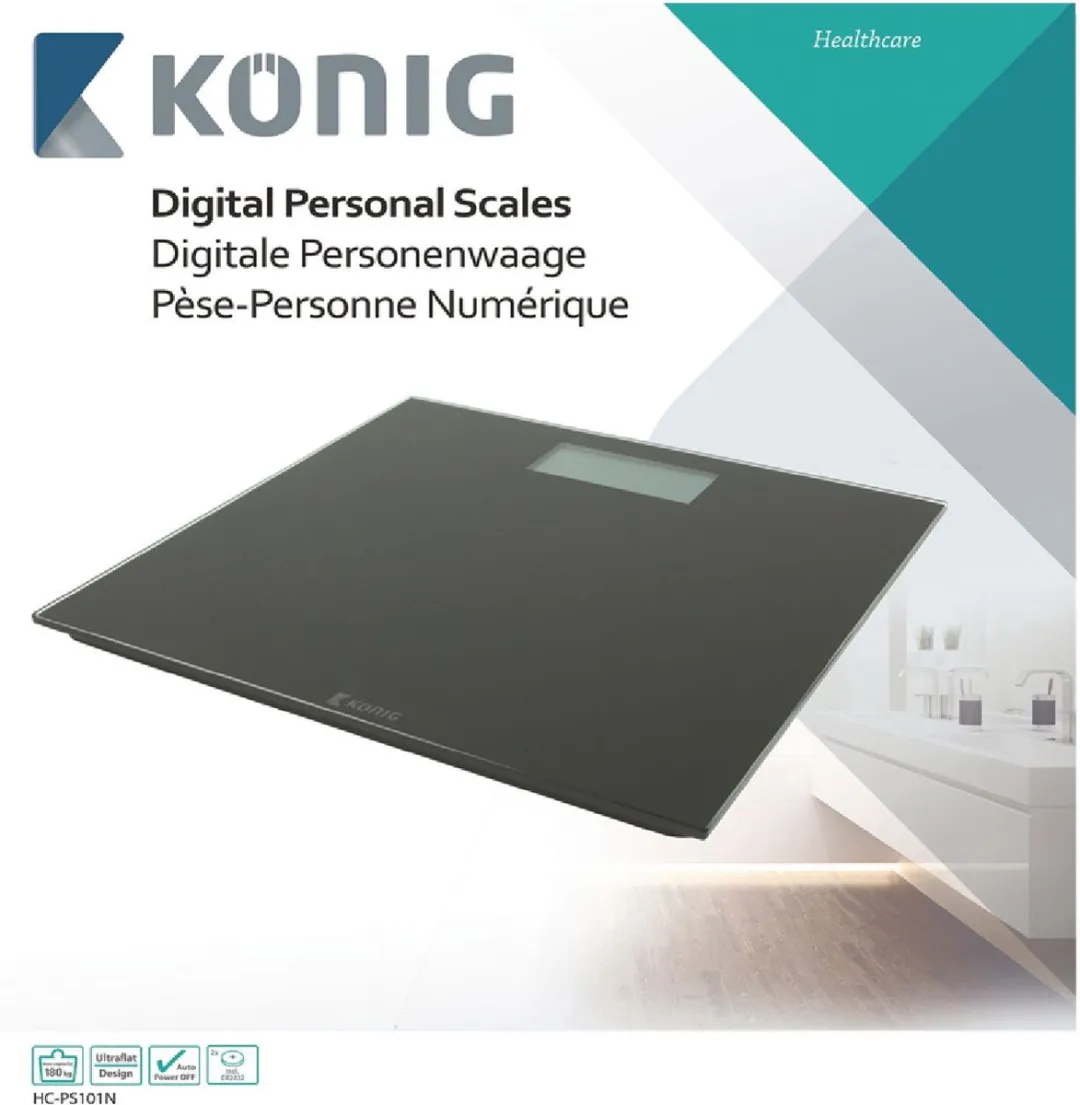 König HC-PS101N Personenweegschaal - 180 kg - Multi Color