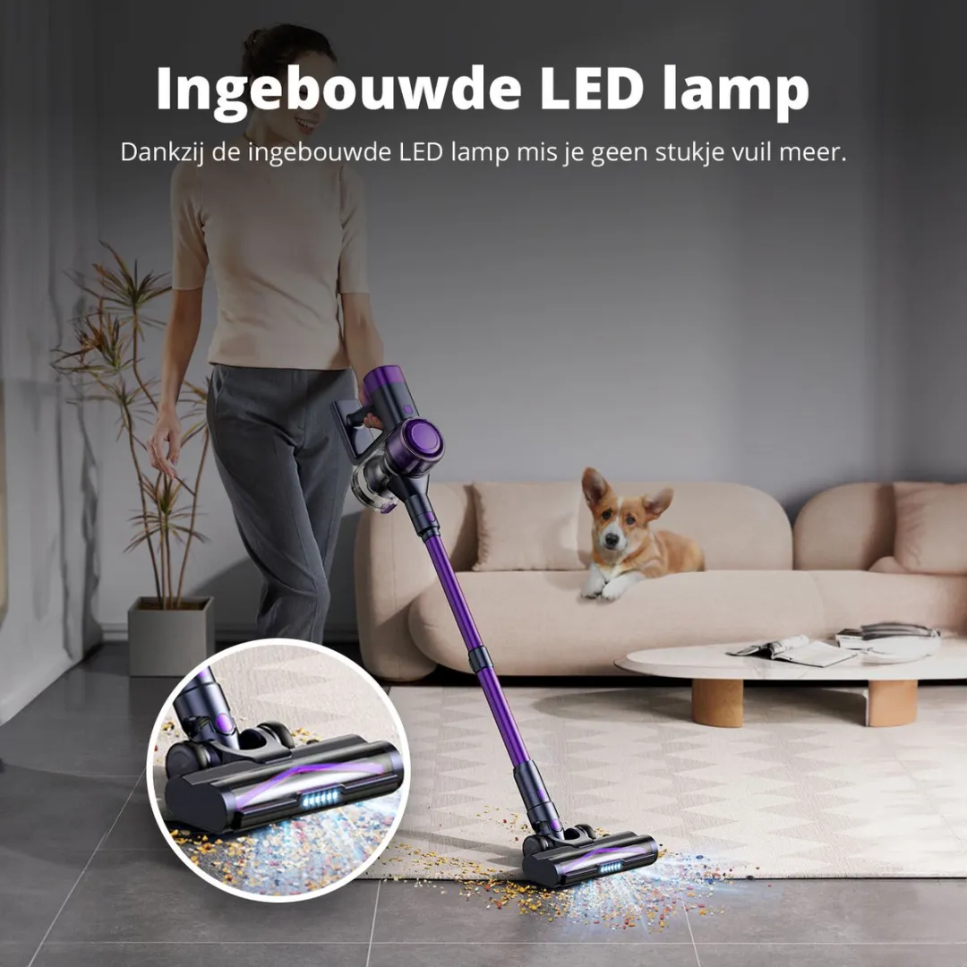 FlinQ V12 Pro Steelstofzuiger - Draadloos 180 Airwatts - Paars - afbeelding 6 van 6