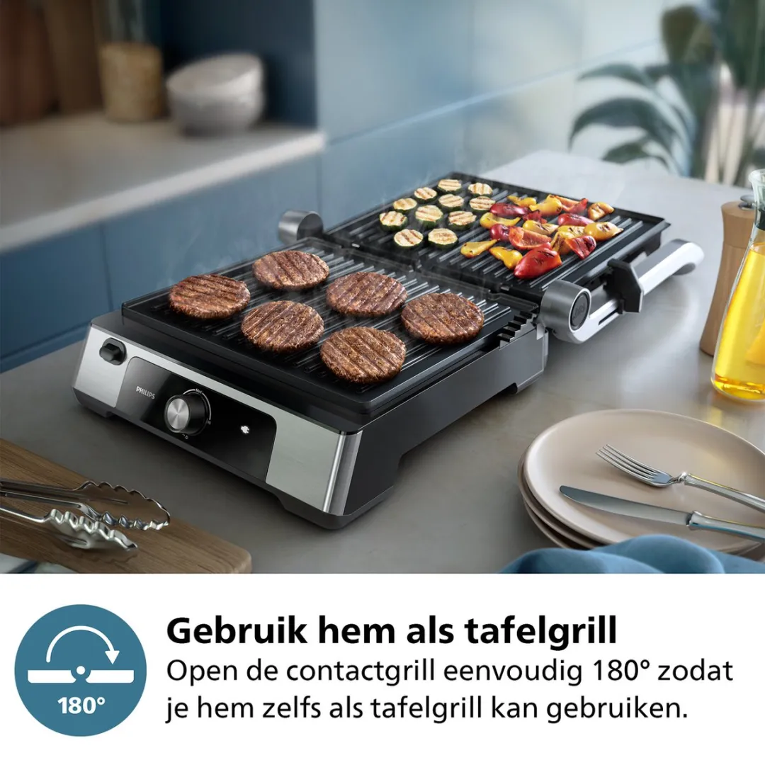 Philips Contactgrill HD6301/90 2200W - 2 Platen - 6 Sandwiches - Zwart