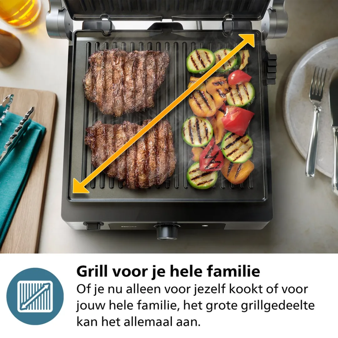 Philips Contactgrill HD6301/90 2200W - 2 Platen - 6 Sandwiches - Zwart