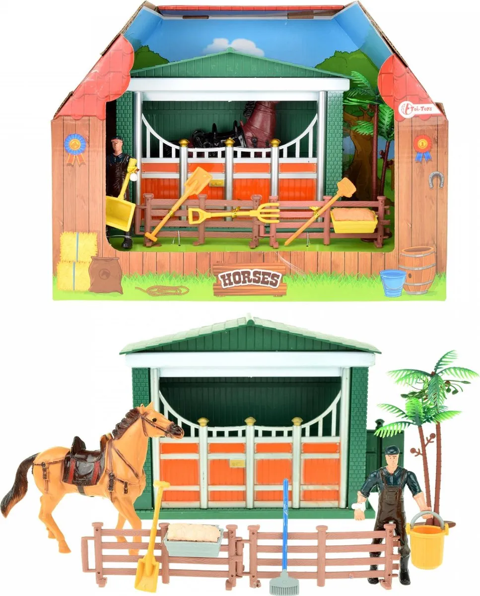 Toi-Toys Paardenstal met Verzorger - 10-delig Multicolor