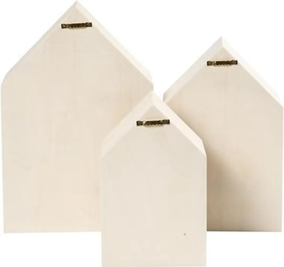 Creativ Company Houten Showdozen Huizen Set 3 Stuks - Multicolor