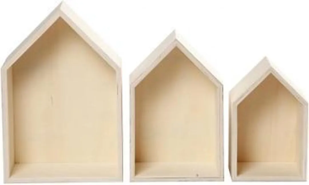 Creativ Company Houten Showdozen Huizen Set 3 Stuks - Multicolor