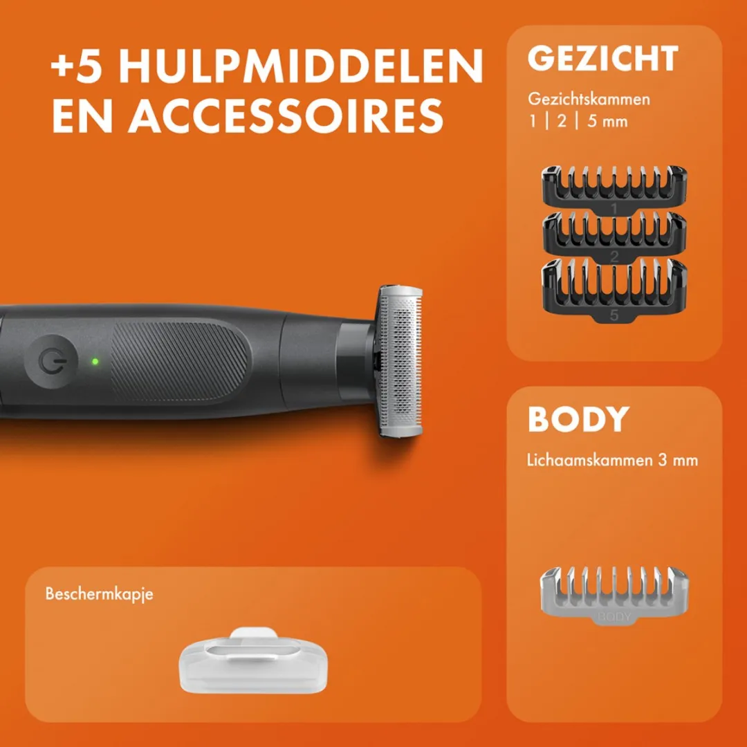 Gillette Fusion One Hybrid Baardtrimmer - 5 Accessoires - Zwart