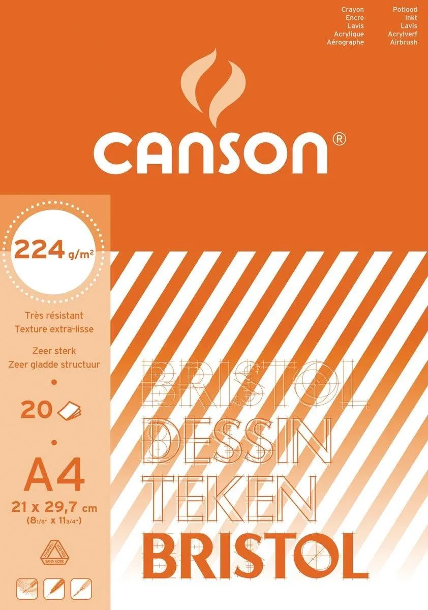 Canson tekenblok Bristol formaat 21 x 29,7 cm (A4)
