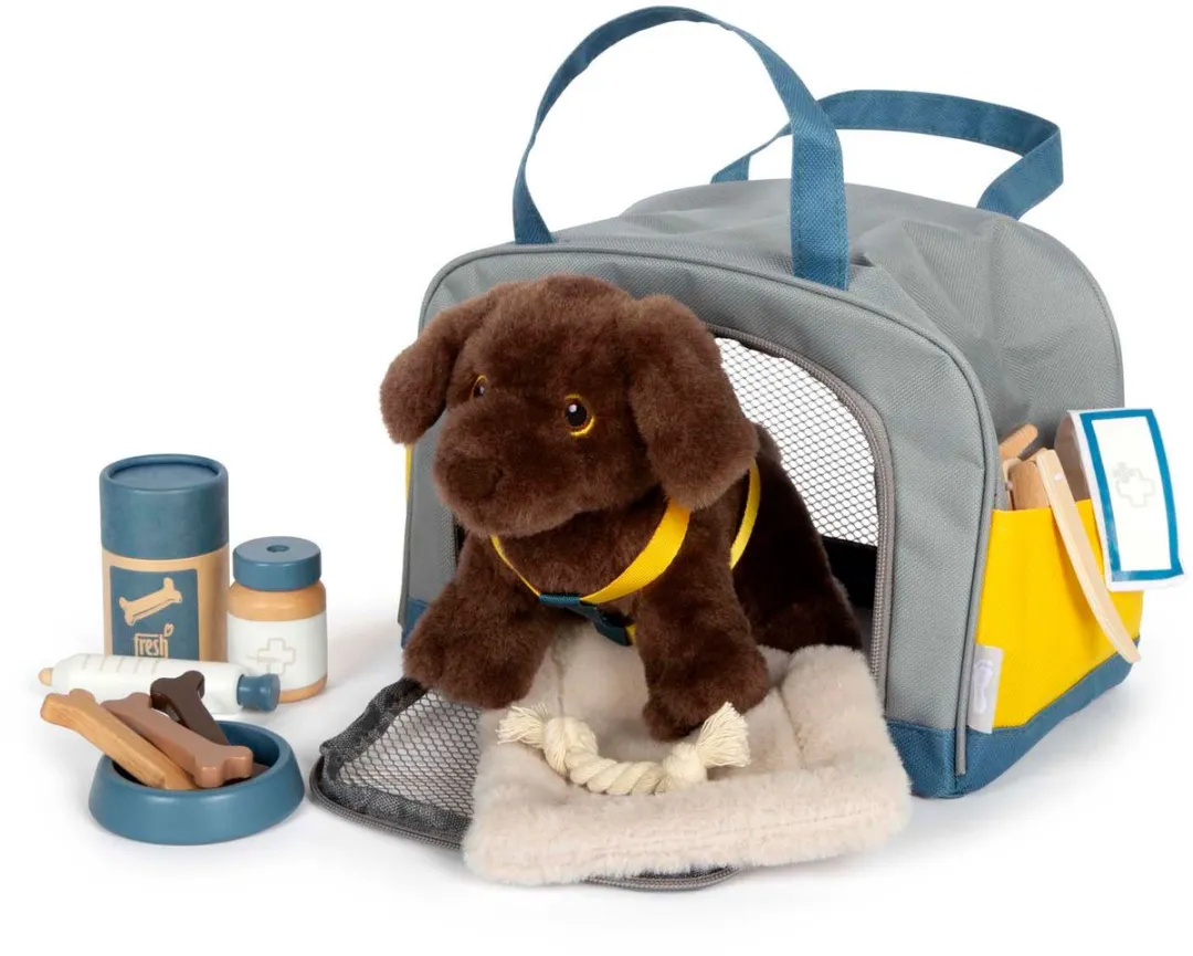 Small Foot Knuffelhond met Draagtas en Verzorgingsset - Multicolor