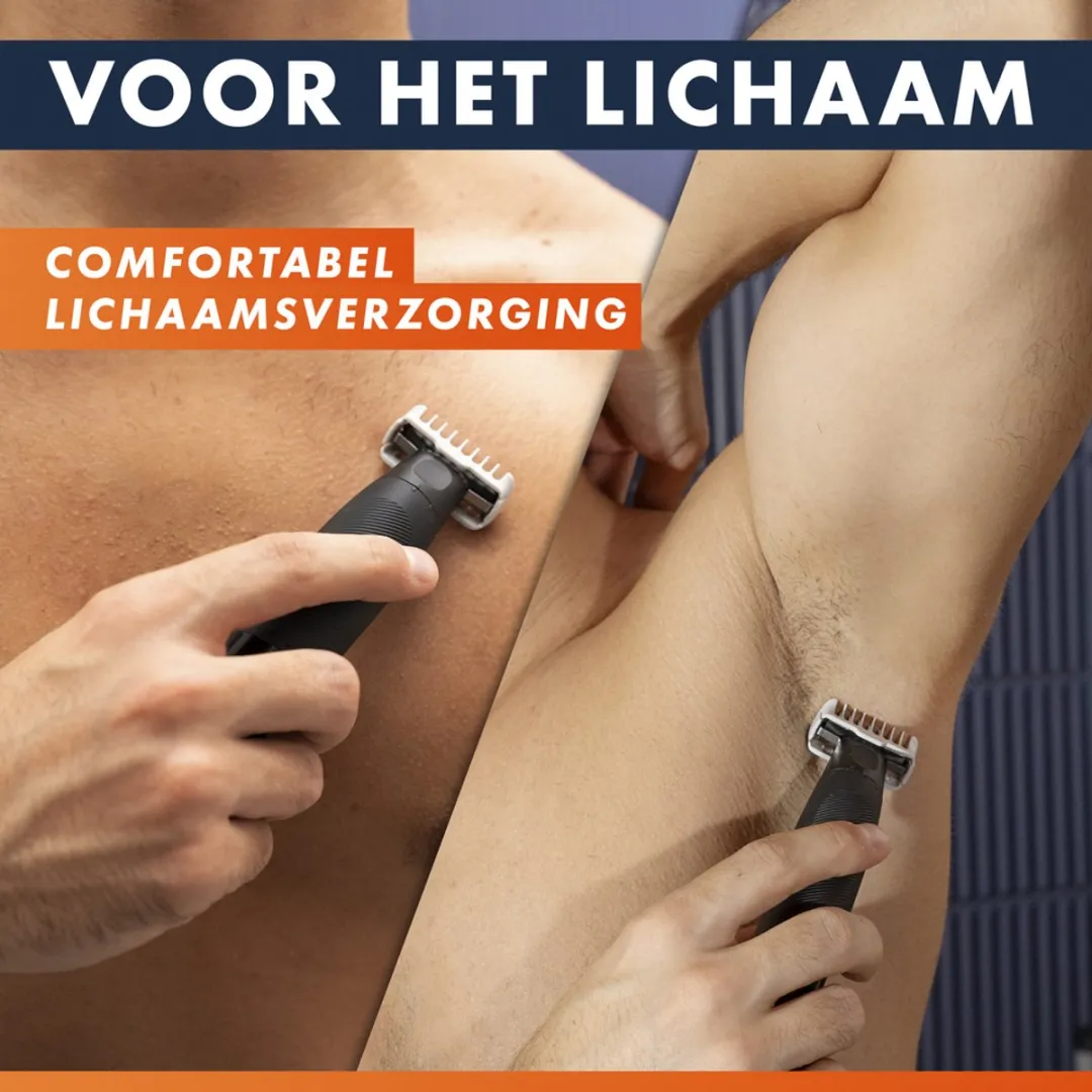 Gillette Fusion One Hybrid Trimmer & Scheerapparaat - 3 Opzetstukken - Zwart