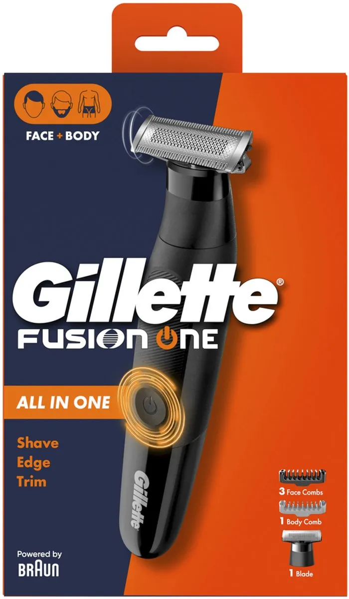 Gillette Fusion One Hybrid Trimmer & Scheerapparaat - 3 Opzetstukken - Zwart
