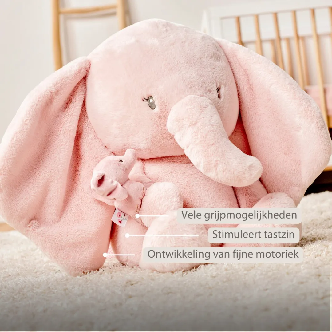 Nattou FanFan Maxi Knuffel Olifant 60cm - Roze