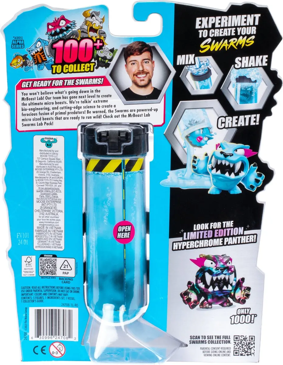 Moose Toys MrBeast Lab Swarms 5-Pack - 5 Microbeesten - Blauw