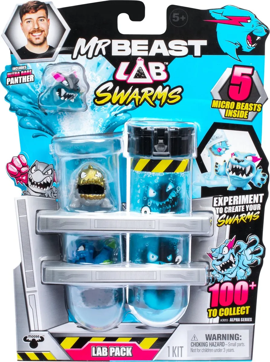 Moose Toys MrBeast Lab Swarms 5-Pack - 5 Microbeesten - Blauw