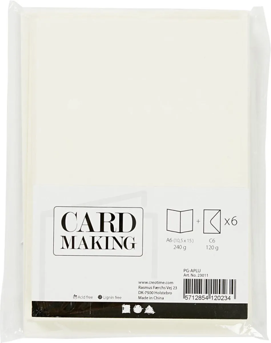 Creativ Company Kaarten & Enveloppen 10,5x15cm Crème - 6 Stuks