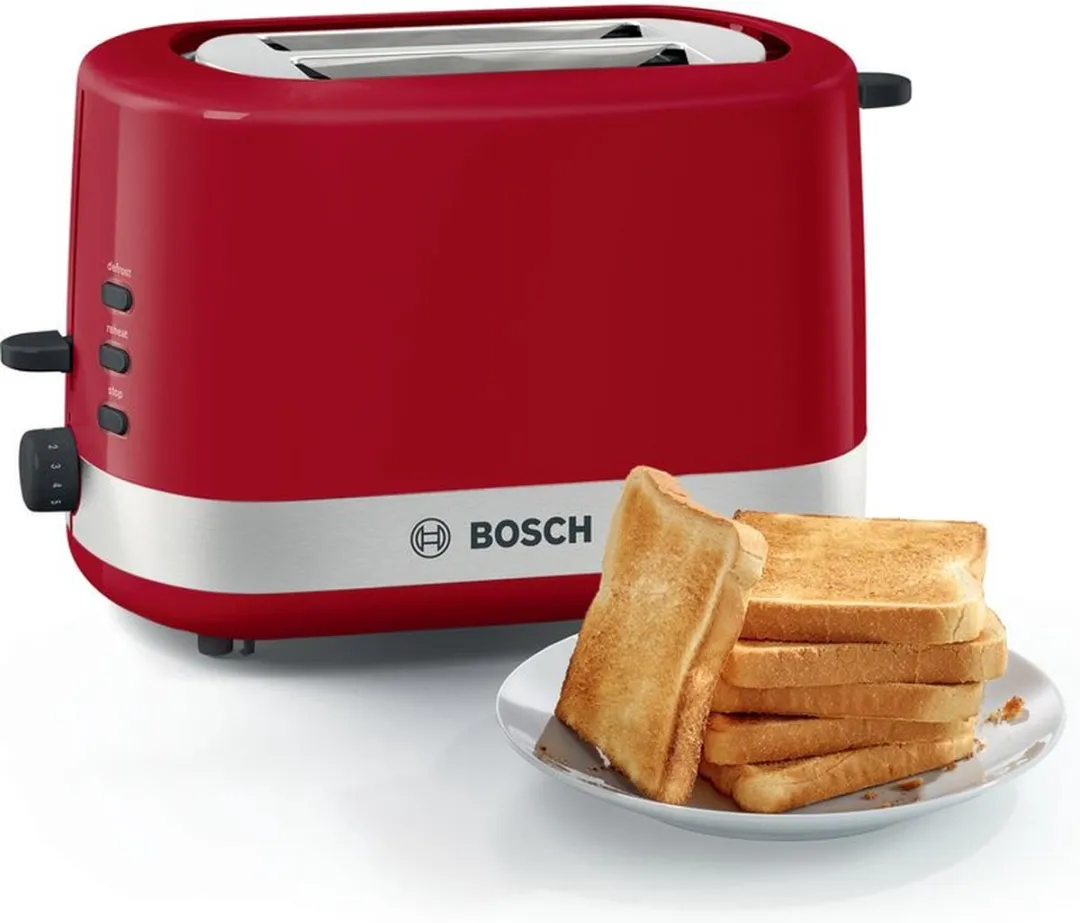 Bosch TAT6A514 Broodrooster 2 Sneden 800W - Rood - afbeelding 4 van 6