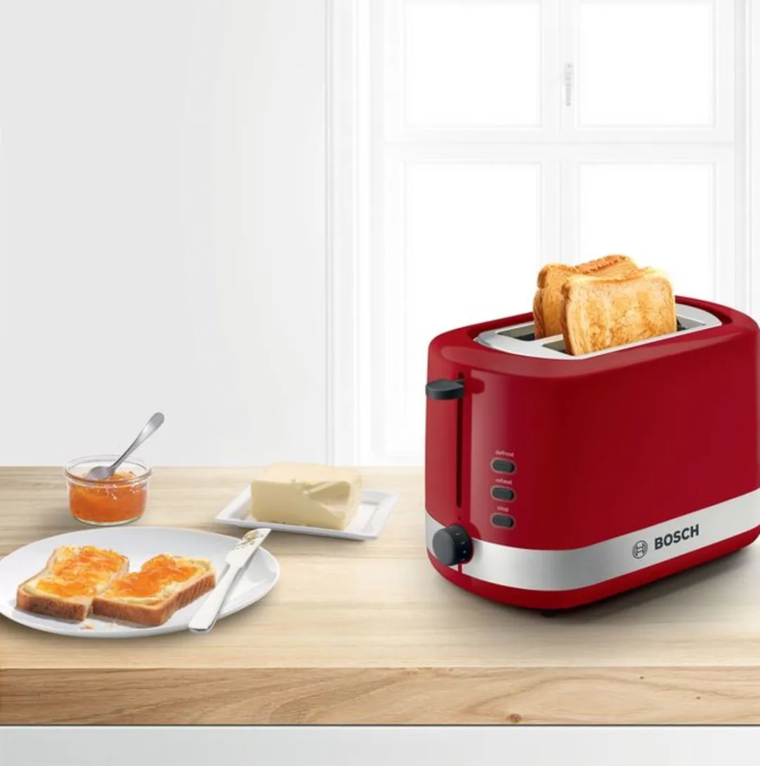 Bosch TAT6A514 Broodrooster 2 Sneden 800W - Rood - afbeelding 3 van 6