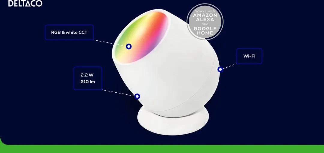 Deltaco Smart Home Slim Wake-up Light - RGB Wit