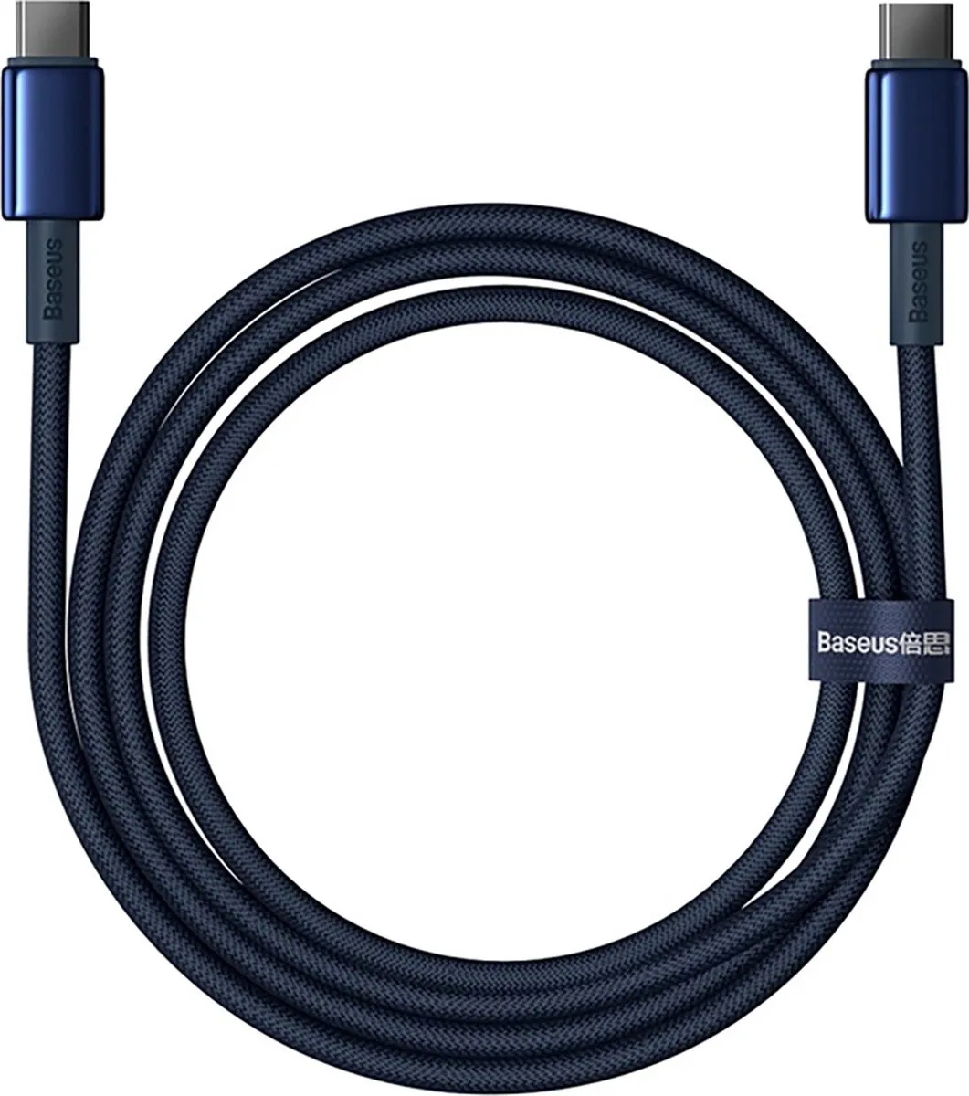 Baseus Tungsten Gold USB-C Kabel 100W 2m - Marineblauw