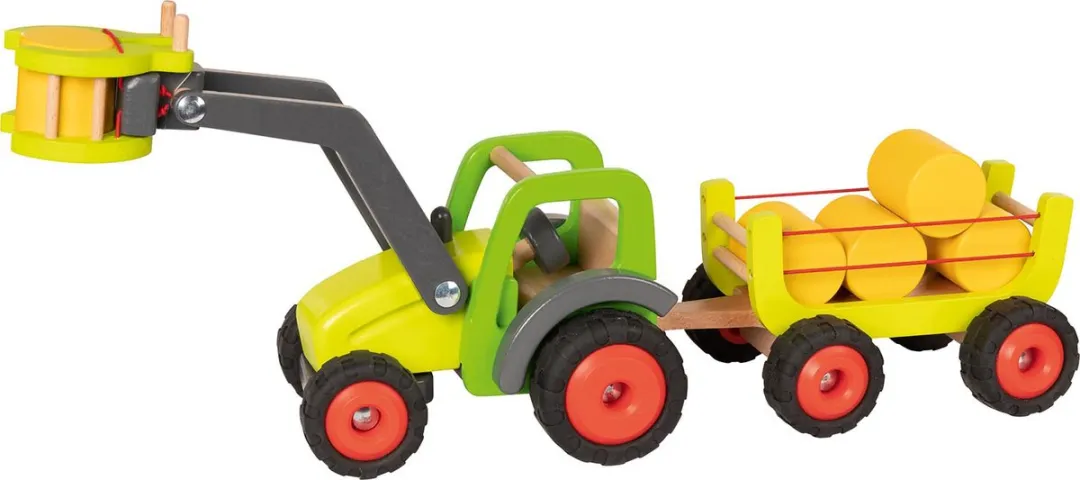 Goki Houten Tractor met Hooiwagen 5-delig - Multicolor