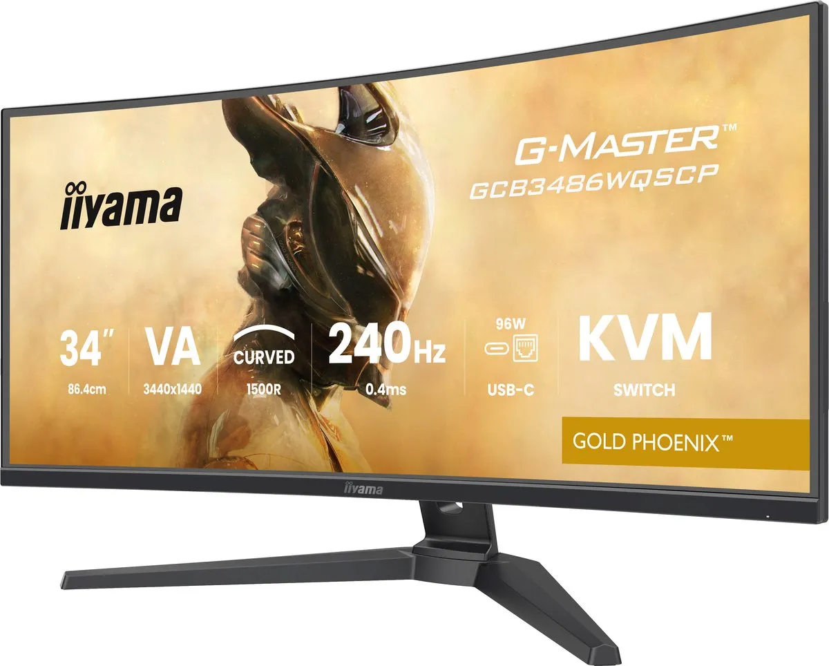 iiyama G-Master GCB3486WQSCP-B1 Gold Phoenix - 34 inch - WQHD - VA - 240 Hz - Verstelbaar - Curved - USB-C Dock