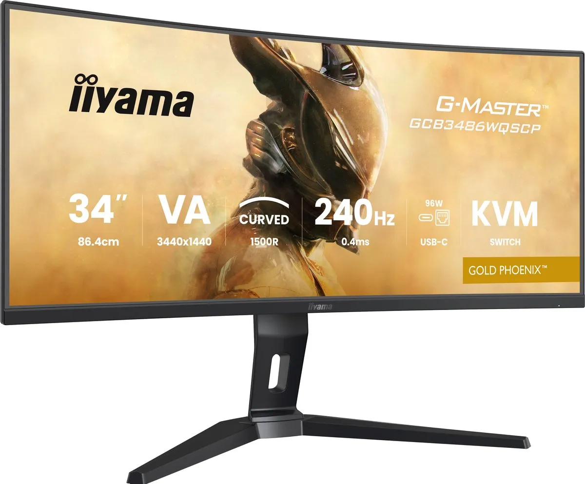 iiyama G-Master GCB3486WQSCP-B1 Gold Phoenix - 34 inch - WQHD - VA - 240 Hz - Verstelbaar - Curved - USB-C Dock
