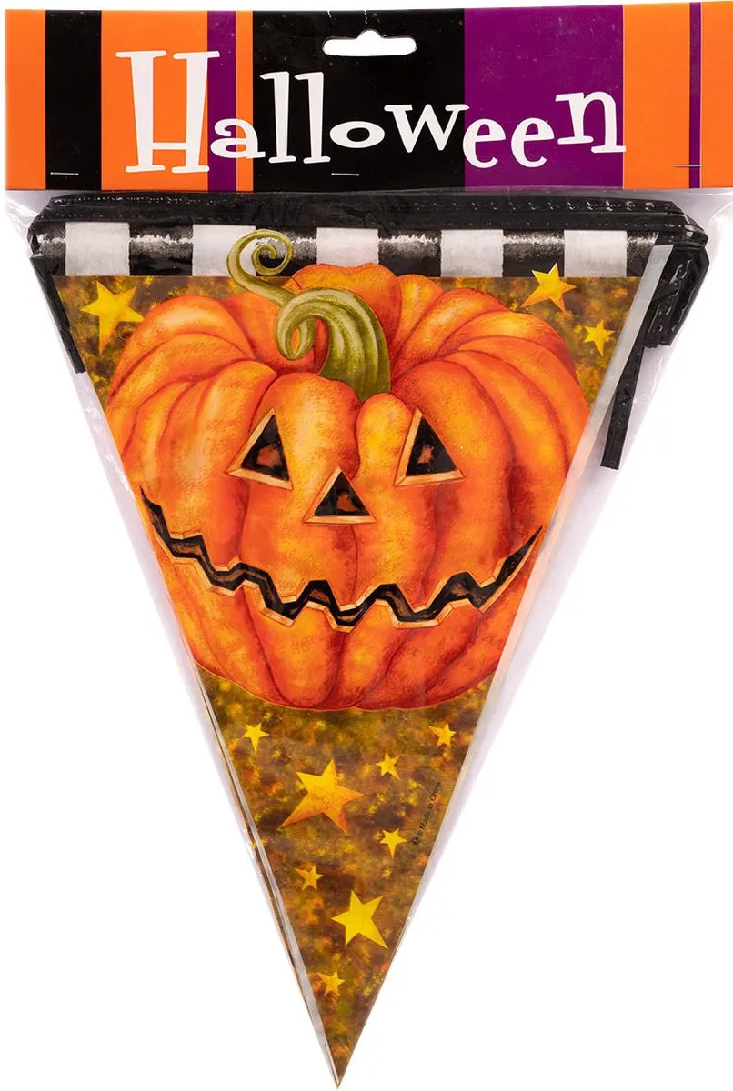 Carnival Toys Halloween Vlaggenlijn Pompoen 300cm - Oranje