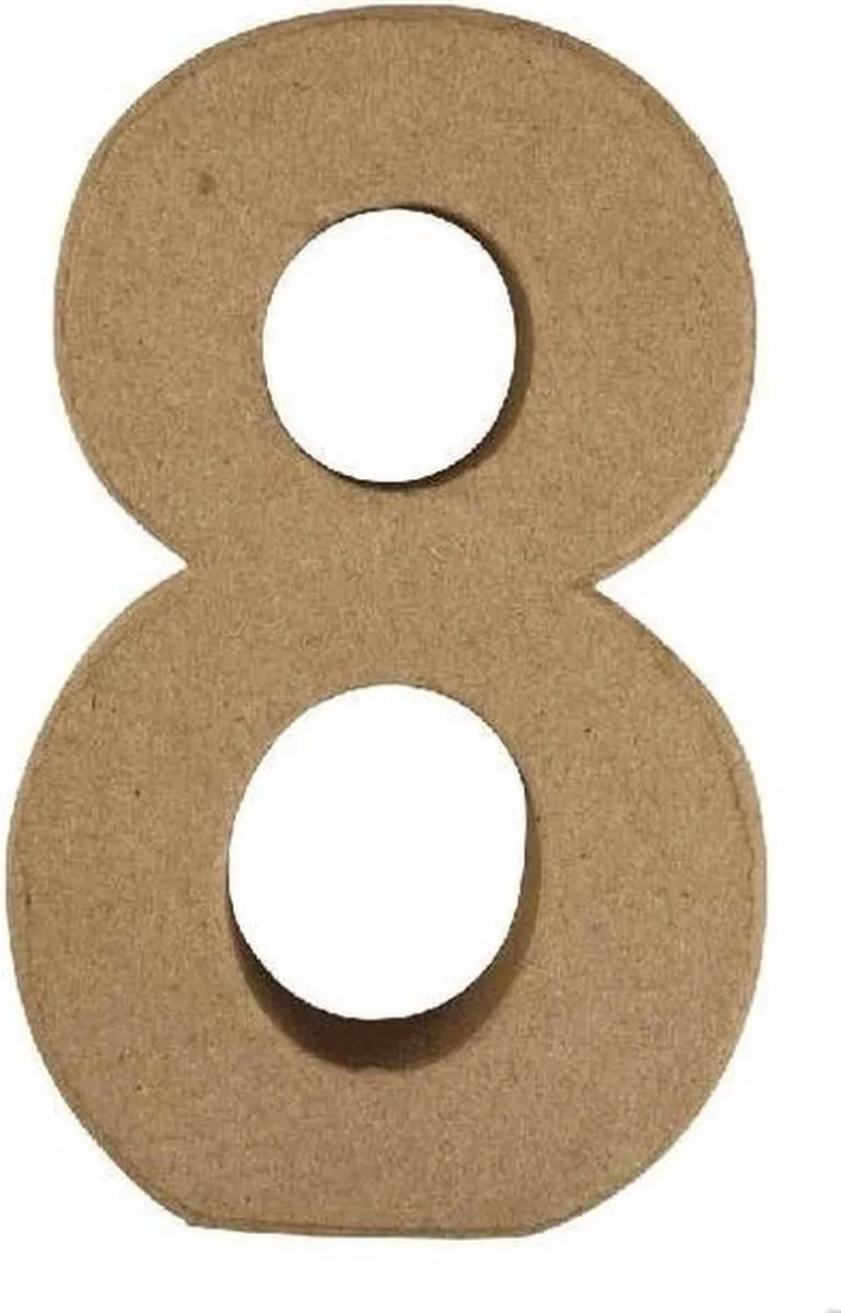 Rayher Papier Mache 3D Knutselcijfer 8 - 15x9x3cm Beige