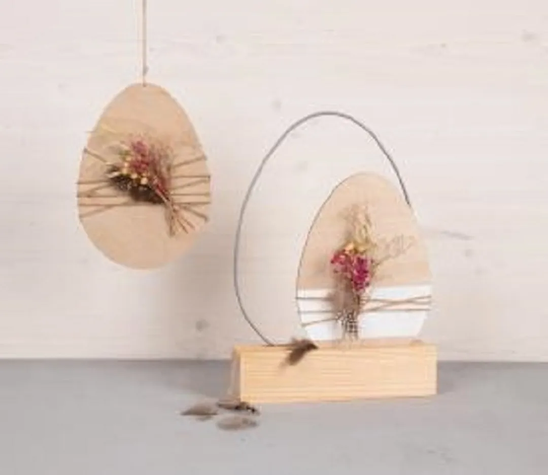 RAYHER Houten Eieren 13,8x19,3cm - 2 Stuks