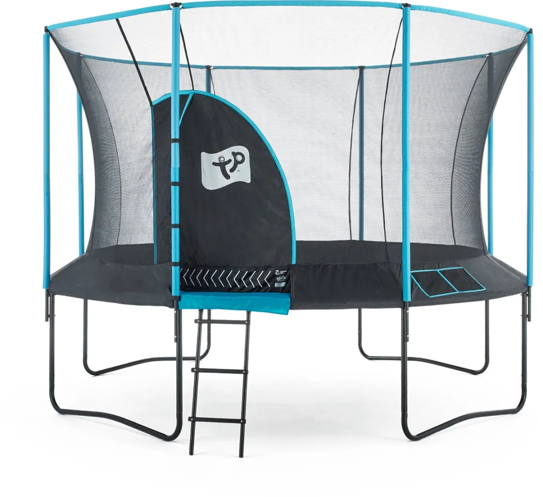 TP Toys Trampoline 365 cm Genius 12 - met veiligheidsnet - Zwart/blauw