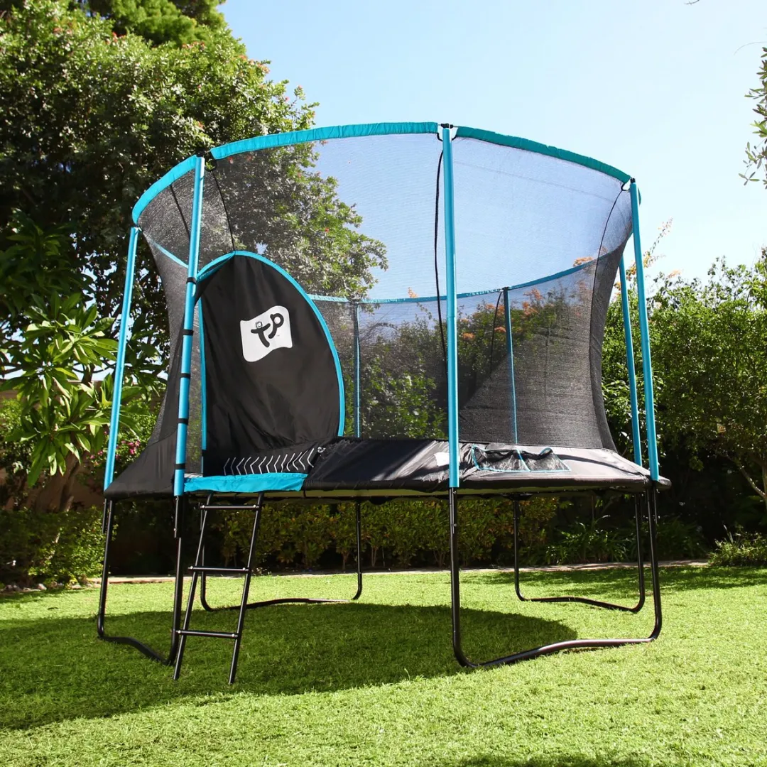 TP Toys Trampoline 365 cm Genius 12 - met veiligheidsnet - Zwart/blauw