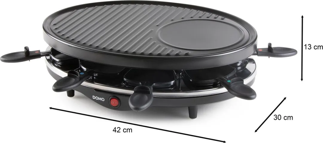 Domo DO9038G Raclettegrill 8 Personen - 1200W Zwart