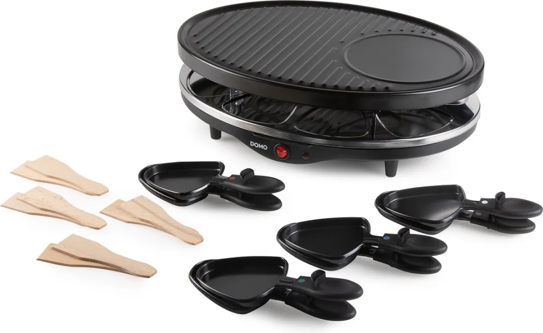 Domo DO9038G Raclettegrill 8 Personen - 1200W Zwart