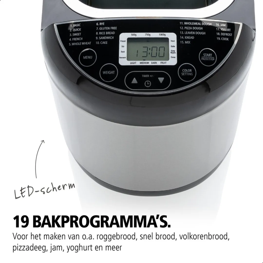 Brabantia BBEK1114 Broodbakmachine - 19 Programma's - 1000g