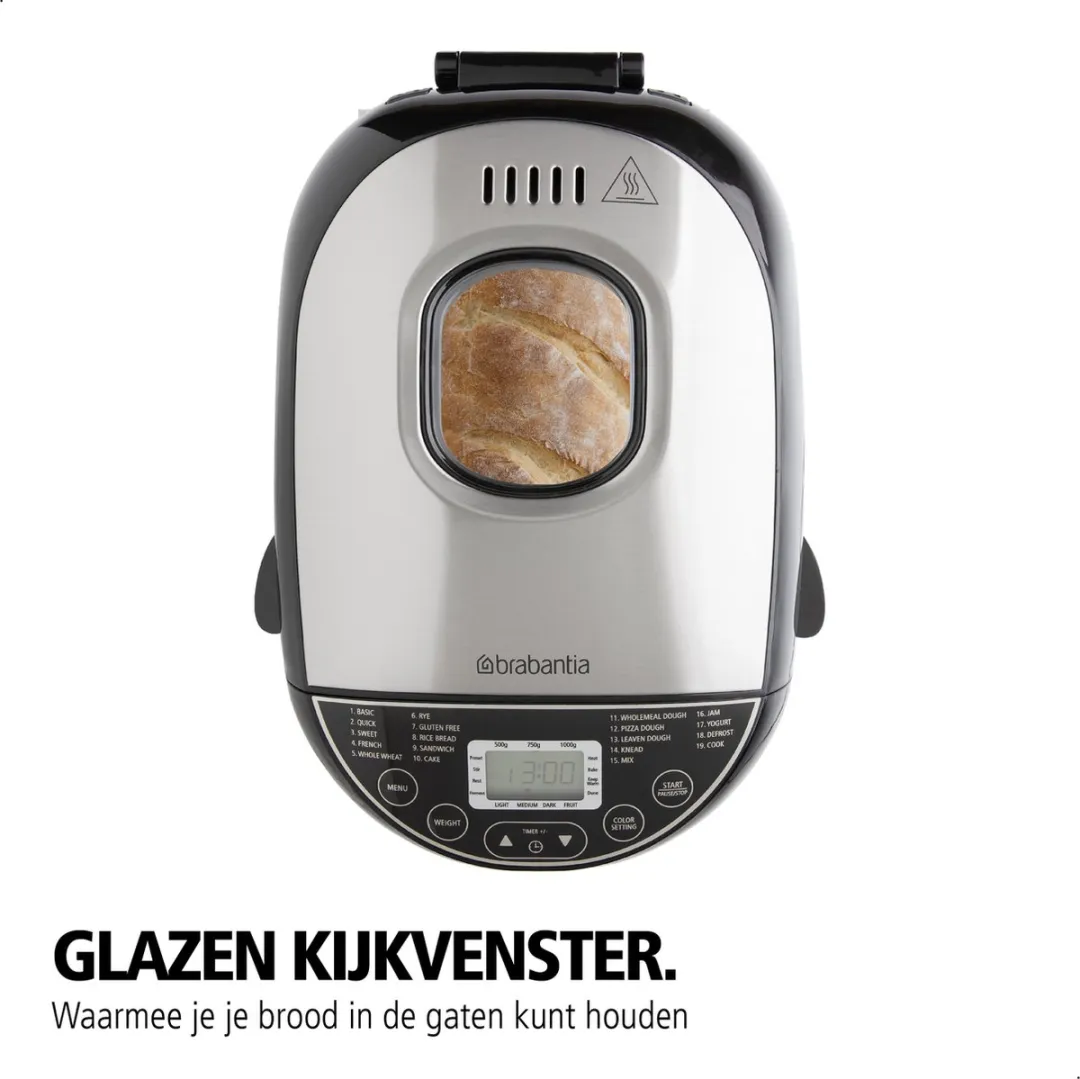 Brabantia BBEK1114 Broodbakmachine - 19 Programma's - 1000g
