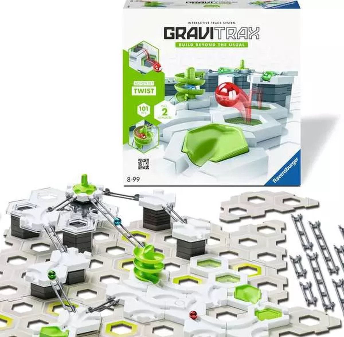 Ravensburger GraviTrax Action-Set Twist. Kombinierbar mit allen Produktlinien, Starter-Sets, Erweiterungen und Elementen für das GraviTrax-Kugelbahnsystem, interaktive Kugelbahn, Konstruktionsspielzeug für Kinder ab 8 Jahren