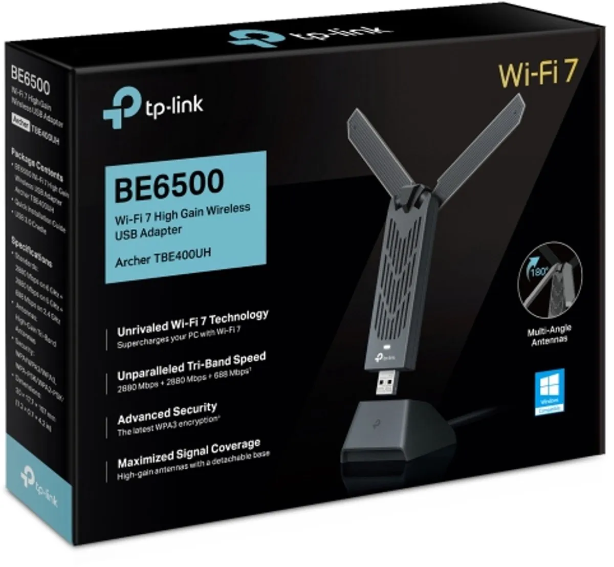 TP-Link Archer TBE400UH Wi-Fi 7 USB Adapter BE6500 - Grijs