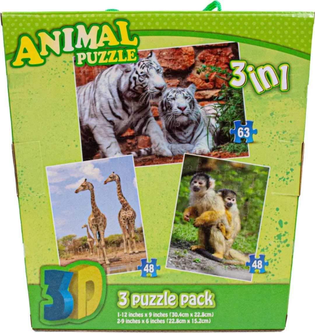 PIA Soft Toys Wilde Dieren 3D Puzzel - 63 Stuks - Meerkleurig