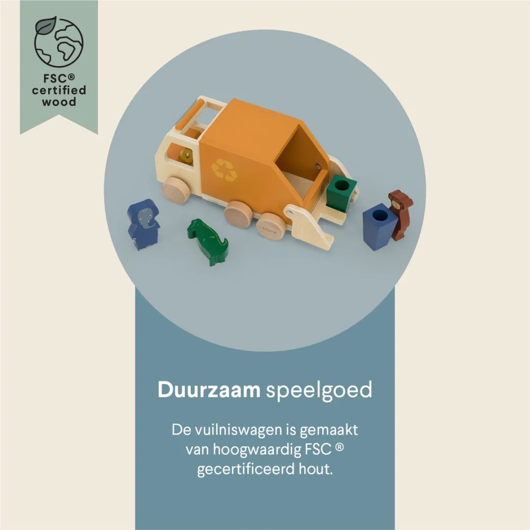 Trixie Houten Vuilniswagen Speelgoedauto 5400858364937 - Multi