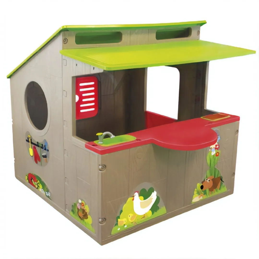 Paradiso Toys Kiosk Speelhuis 139x118cm - Groen/Rood/Bruin