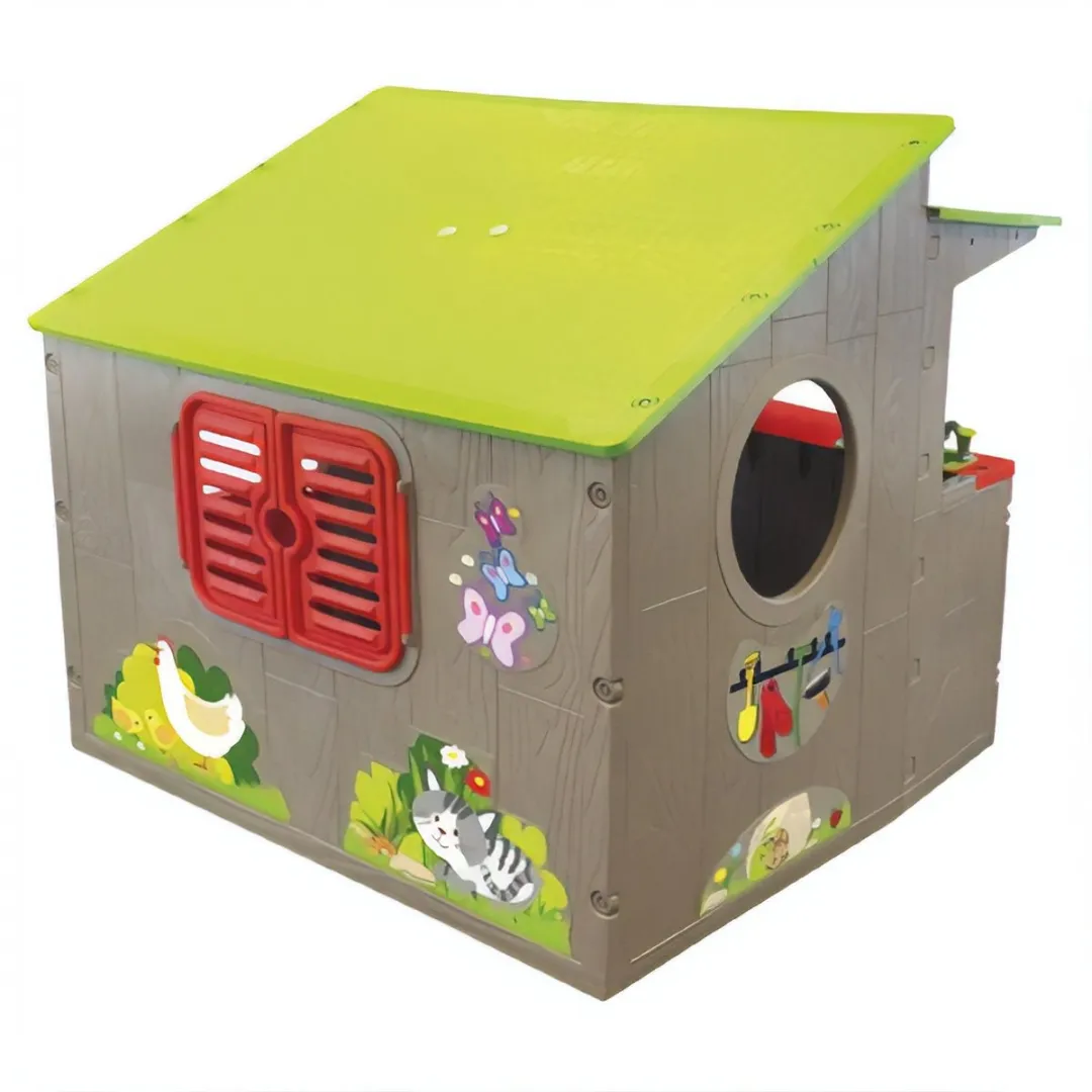 Paradiso Toys Kiosk Speelhuis 139x118cm - Groen/Rood/Bruin