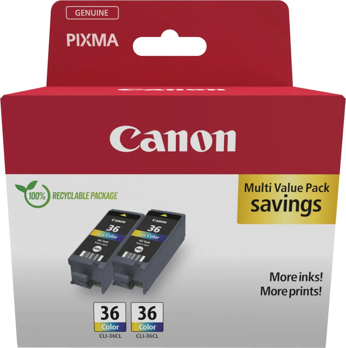 Canon CLI-36 CL Twin Pack Inktcartridge - 2 Stuks - Zwart/Cyaan/Magenta/Geel