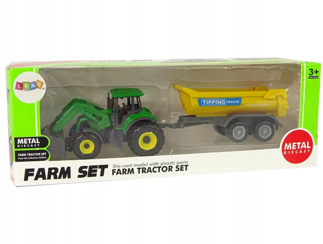 Lean Toys Speelgoed Tractor met Aanhangwagen - Groen/Geel
