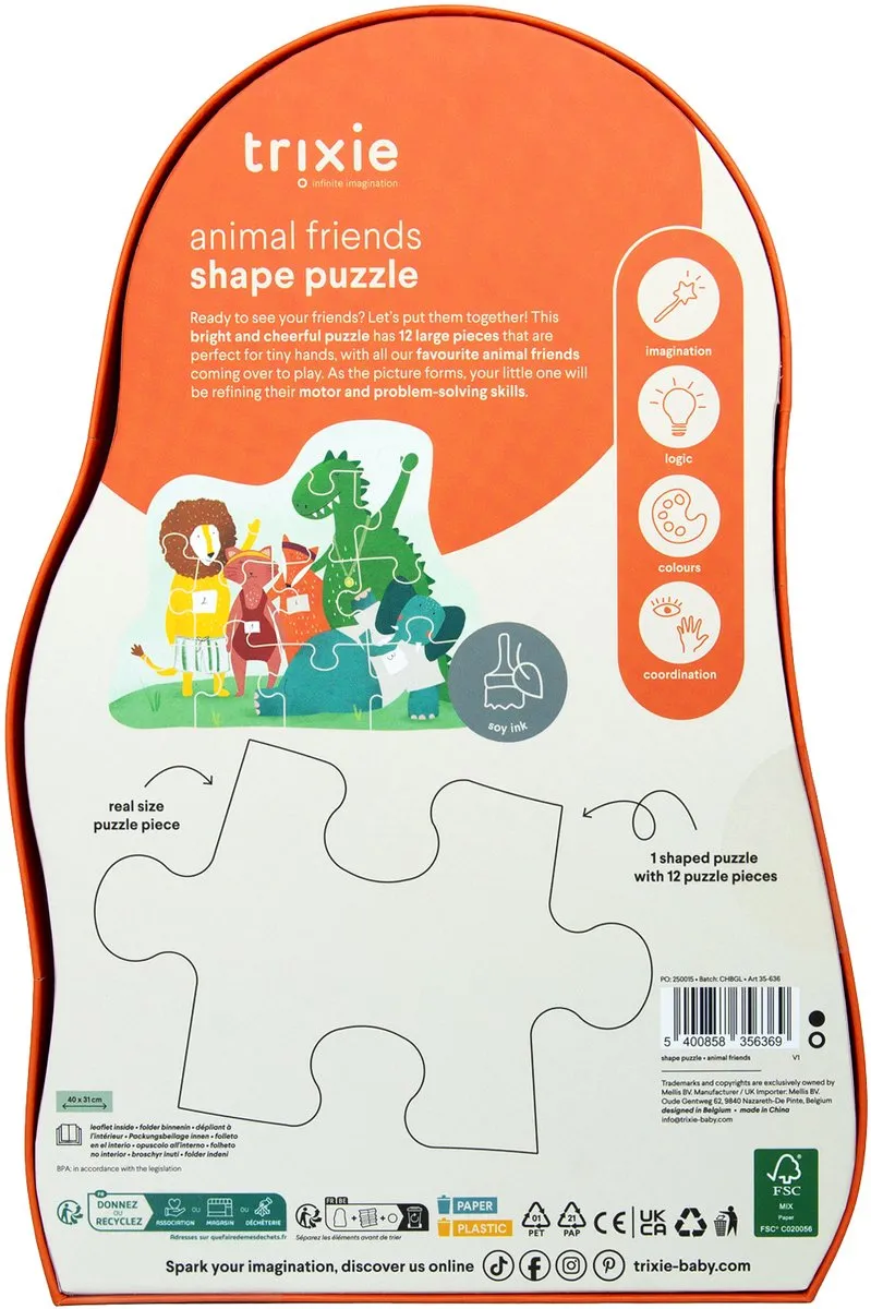 Trixie Vormenpuzzel Dierenvrienden 12 Stuks