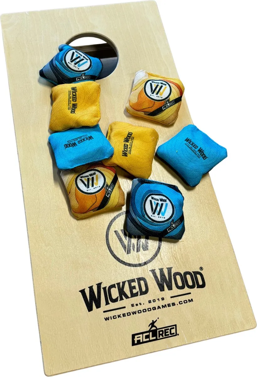 Wicked Wood Games - Mini Cornhole Bags 9x9cm - Premium Print - Officiële ACL REC Licentie - Geschikt voor alle Wicked Wood Mini Sets