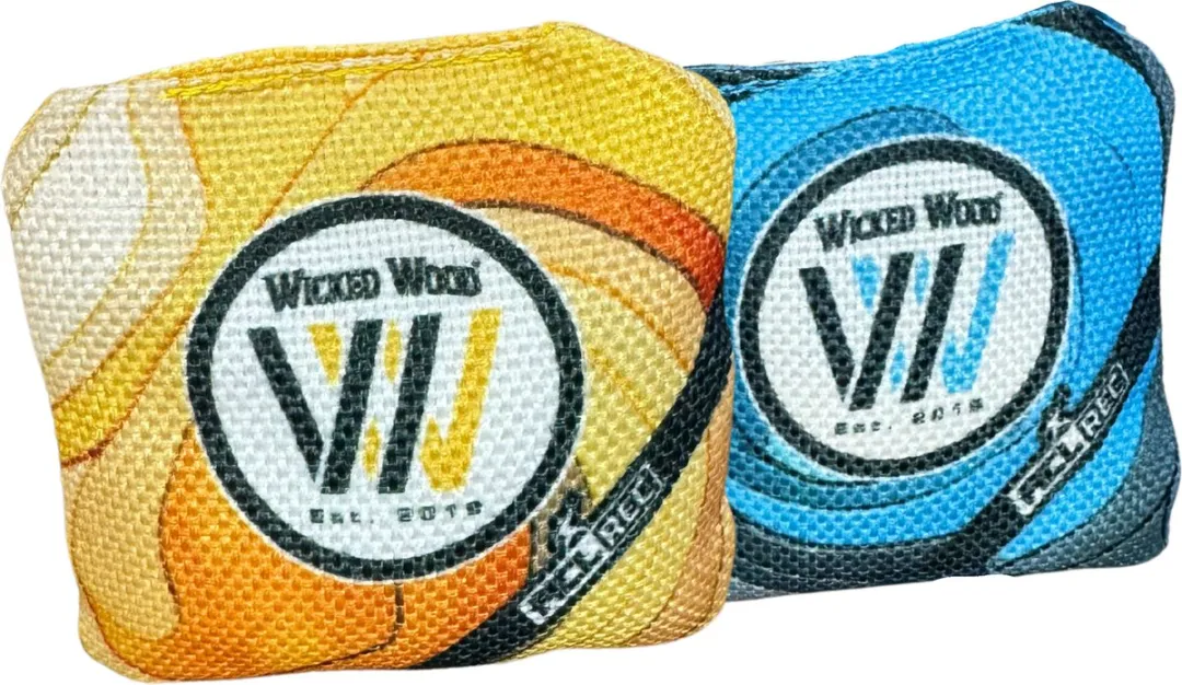 Wicked Wood Games Mini Cornhole Bags 9x9cm - Blauw/Geel - afbeelding 6 van 6