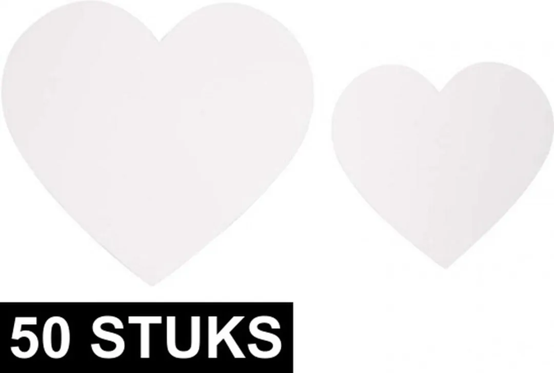 Witte decoratie hartjes van karton - 100x stuks - Knutselen - 6 en 8 cm
