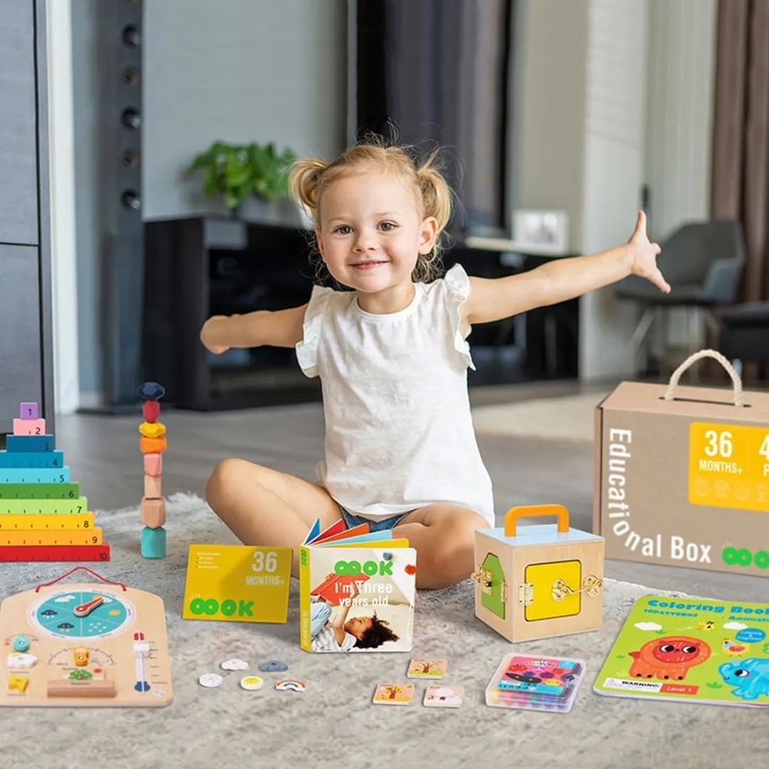 Tooky Toy Educatieve Speelgoedbox 40-delig - Montessori Sensorisch Speelgoed - Multicolor